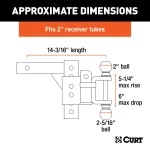 CURT adjustable ball mount featuring dual ball sizes and adjustable shank for versatile trailer towing.