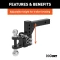 CURT adjustable ball mount featuring dual ball sizes and adjustable shank for versatile trailer towing.