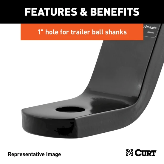 CURT Class 3 ball mount with 2 inch shank, 7500 lbs capacity, glossy black finish