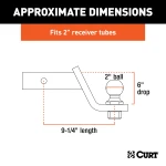 CURT loaded ball mount with 2 inch trailer ball, fits 2x2 inch hitch, rated for 7500 lbs GTW, 750 lbs TW, includes pin and clip