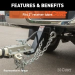 CURT loaded ball mount with 2 inch trailer ball, fits 2x2 inch hitch, rated for 7500 lbs GTW, 750 lbs TW, includes pin and clip