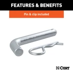 CURT loaded ball mount with 2 inch trailer ball, fits 2x2 inch hitch, rated for 7500 lbs GTW, 750 lbs TW, includes pin and clip