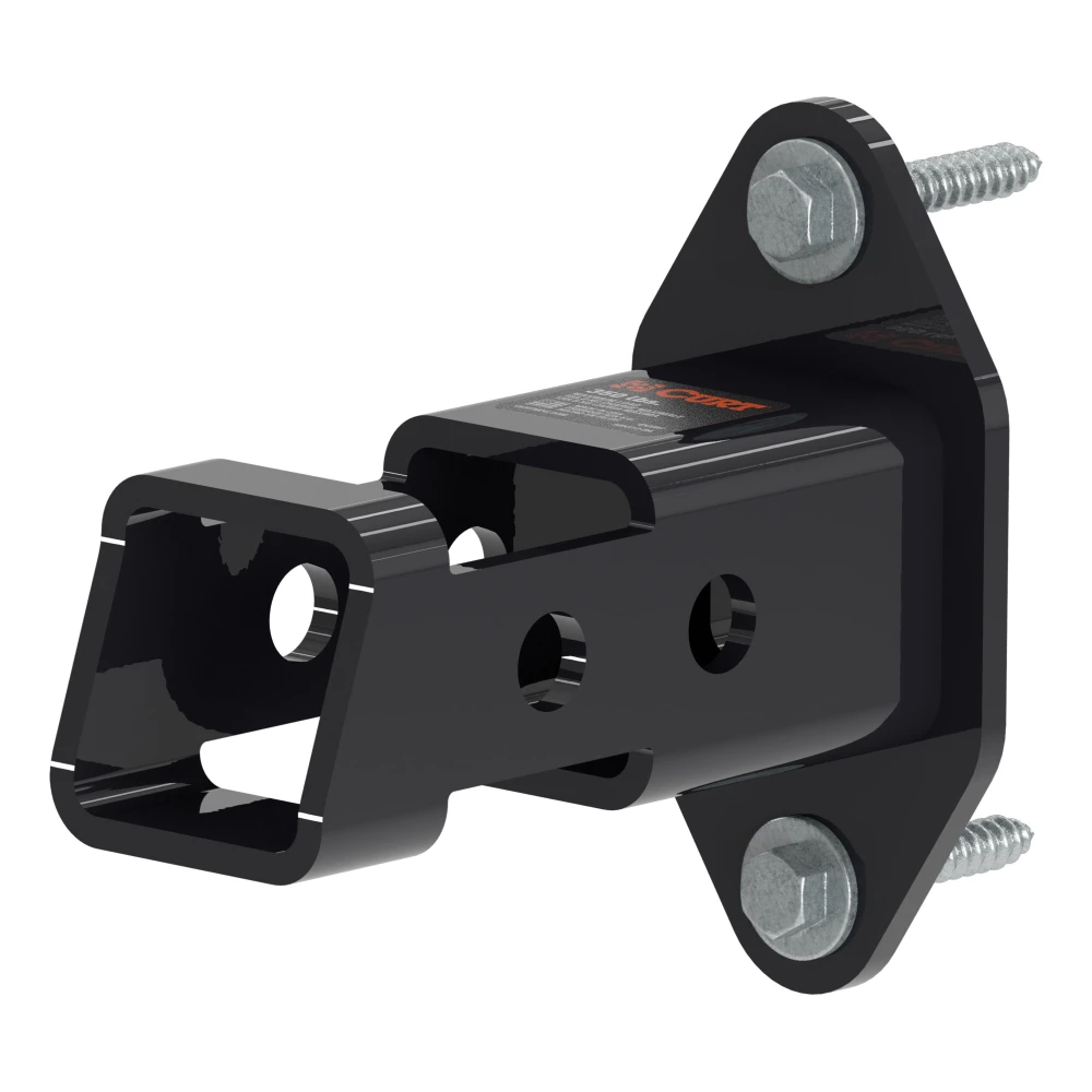 CURT wall mount organizing hitch accessories in a garage