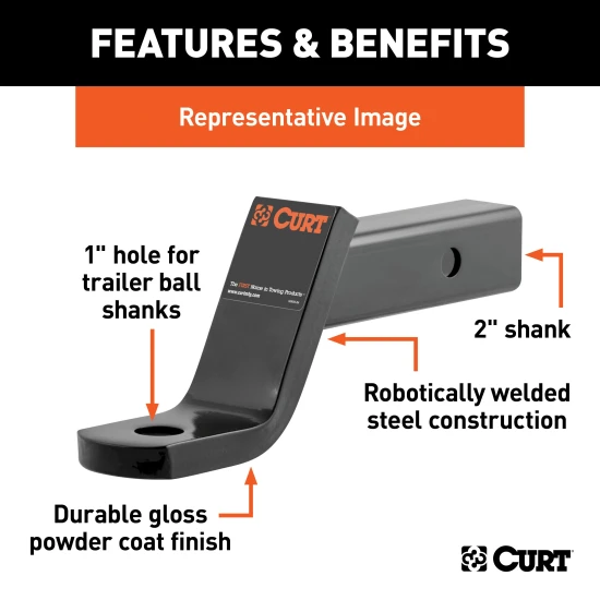 CURT class 3 ball mount with black powder coat, 2 inch shank, for towing heavy-duty trailers
