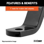 CURT class 3 ball mount with black powder coat, 2 inch shank, for towing heavy-duty trailers