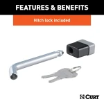 CURT towing starter kit including a Fusion ball mount and hitch lock for 2 inch hitch receivers
