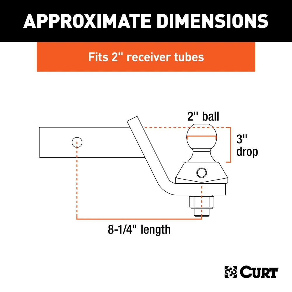 CURT RockerBall cushion hitch with ShockDrop technology attached to trailer hitch.