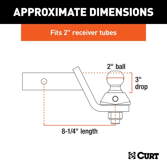 CURT RockerBall cushion hitch with ShockDrop technology attached to trailer hitch.