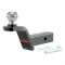 CURT Fusion ball mount with permanently attached trailer ball, designed for 2-inch hitch receivers with a durable gloss black finish.