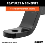 CURT dual length ball mount for towing, fits 2 inch hitch receiver, black powder coat finish