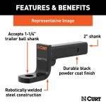 CURT class 4 ball mount with solid steel shank and durable powder coat finish