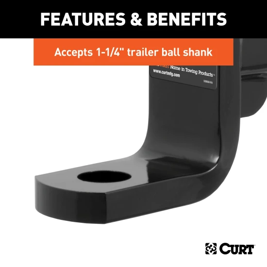 CURT class 4 ball mount with solid steel shank and durable powder coat finish