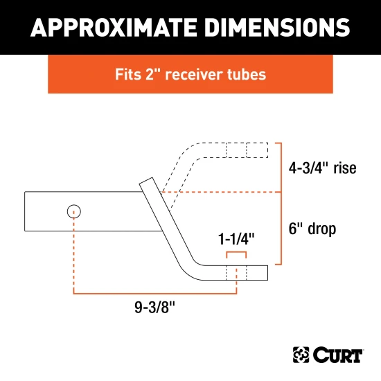 CURT heavy-duty ball mount with 6 inch drop and gloss black finish