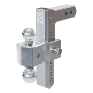 AlumaLite aluminum drop hitch with dual ball setup and adjustable height for easy trailer leveling