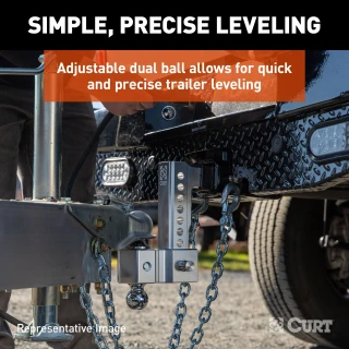 AlumaLite aluminum drop hitch with dual ball setup and adjustable height for easy trailer leveling