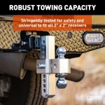 AlumaLite aluminum drop hitch with dual ball setup and adjustable height for easy trailer leveling