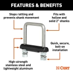 CURT anti-rattle hitch clamp for reducing noise in 2 inch hitch receiver