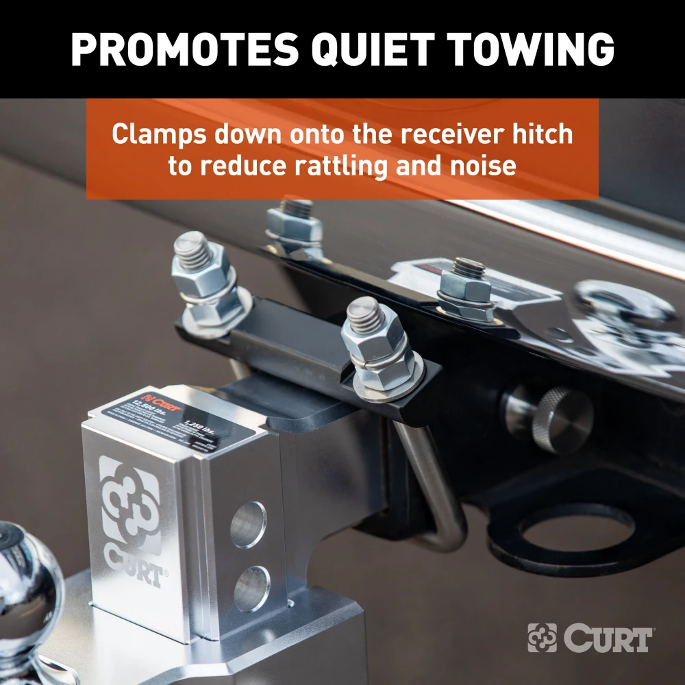 CURT anti-rattle hitch clamp for reducing noise in 2 inch hitch receiver