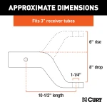 CURT industrial duty ball mount with 3" shank, 8" drop, carbide finish, rated 21,000 lbs GTW.