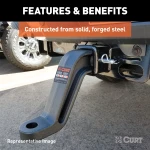 CURT industrial duty ball mount with 3" shank, 8" drop, carbide finish, rated 21,000 lbs GTW.