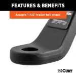 CURT industrial duty ball mount with 3" shank, 8" drop, carbide finish, rated 21,000 lbs GTW.