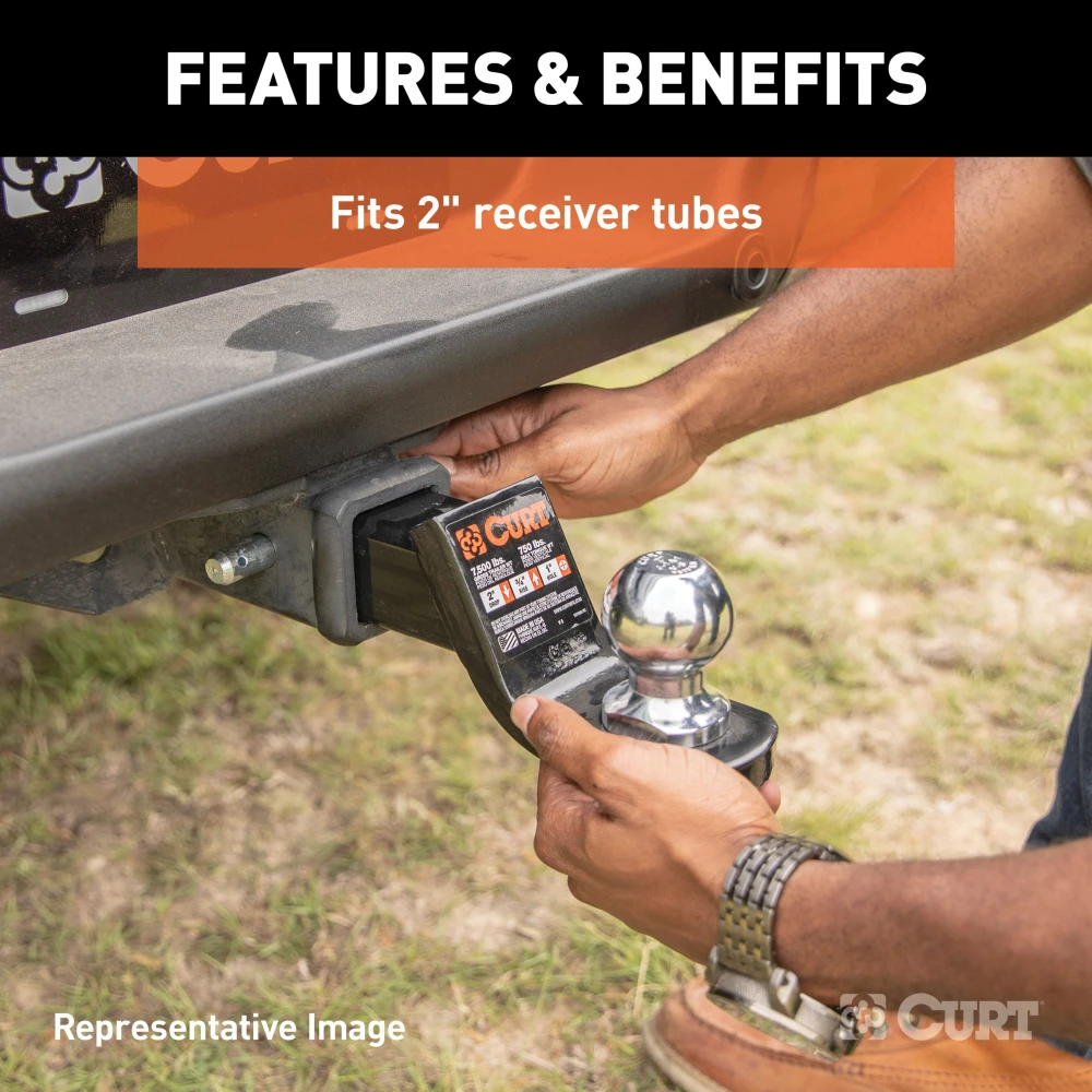 CURT heavy-duty ball mount for towing, featuring a 2 inch shank and powder coat finish