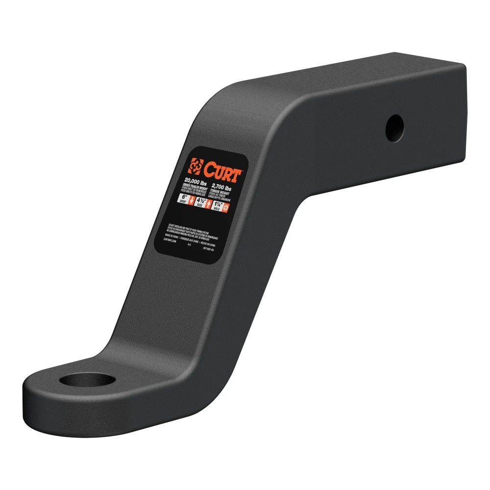 CURT forged ball mount capable of towing up to 20,000 lbs with durable carbide finish
