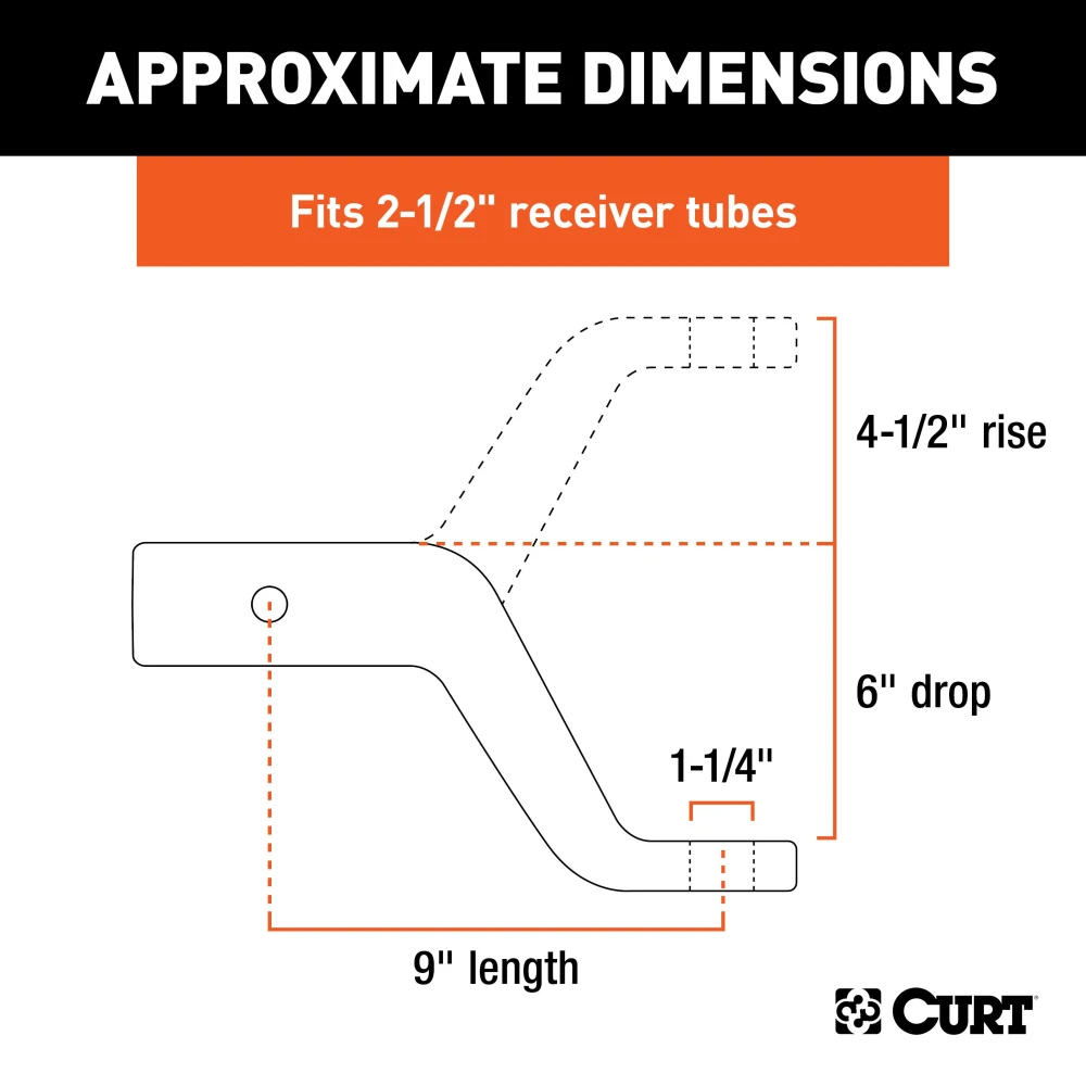 CURT forged ball mount capable of towing up to 20,000 lbs with durable carbide finish