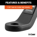 CURT forged ball mount capable of towing up to 20,000 lbs with durable carbide finish