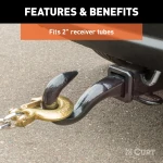Durable CURT forged tow hook mount with black carbide finish for 2 inch hitch receivers