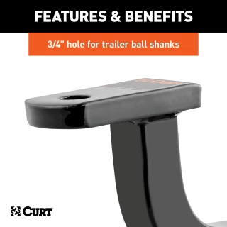 CURT Class 2 Ball Mount with durable powder coat and CNC precision.
