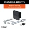 CURT towing starter kit including ball mount, hitch lock, and receiver cover
