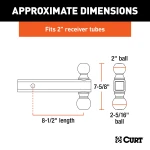 CURT multi-tow ball mount with two different sized trailer balls for versatile towing and secure attachment