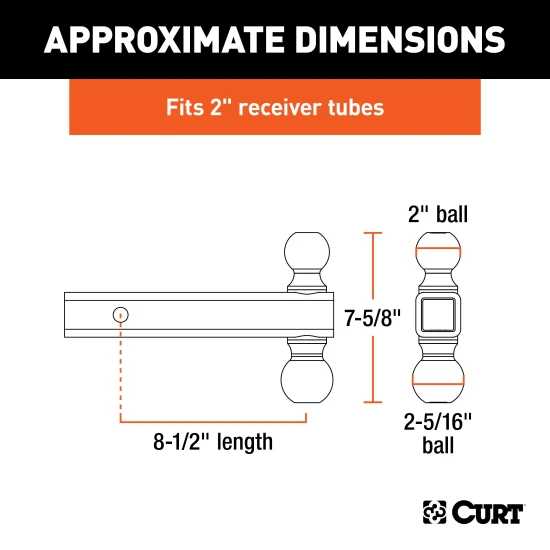 CURT multi-tow ball mount with two different sized trailer balls for versatile towing and secure attachment