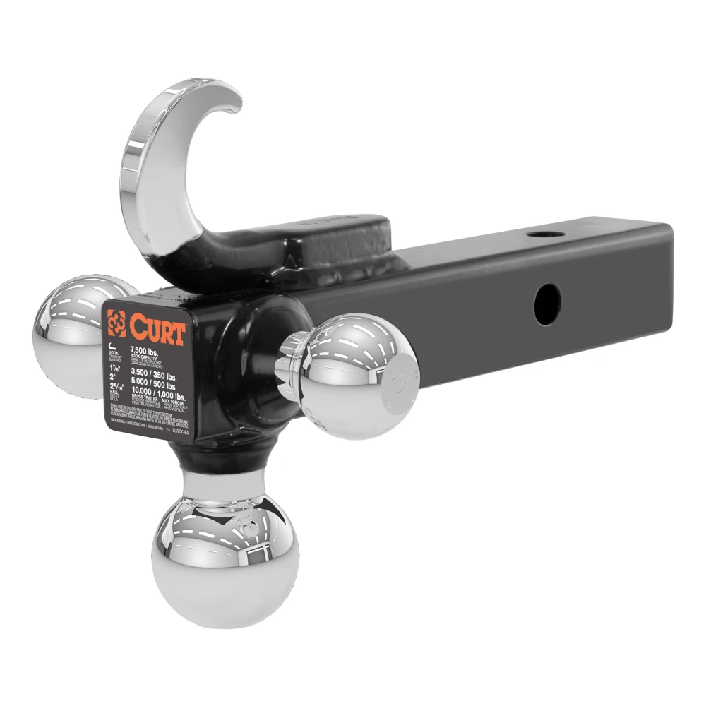 CURT multi-ball mount with three balls and tow hook for versatile towing