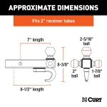 CURT multi-ball mount with three balls and tow hook for versatile towing