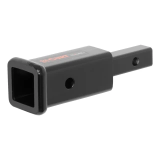CURT hitch adapter converting 1-1/4" receiver to 2", extends 6-1/4 inches