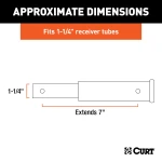 CURT hitch extender providing 7 inch extension for 1-1/4 inch receiver tube