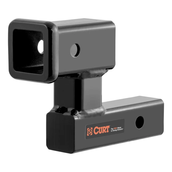 CURT hitch extender adding ground clearance to a 2 inch receiver tube for bike racks and cargo carriers