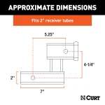 CURT hitch extender adding ground clearance to a 2 inch receiver tube for bike racks and cargo carriers