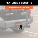 CURT hitch extender adding ground clearance to a 2 inch receiver tube for bike racks and cargo carriers