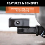 CURT hitch adapter with 2-inch rise or drop for 2-inch receiver