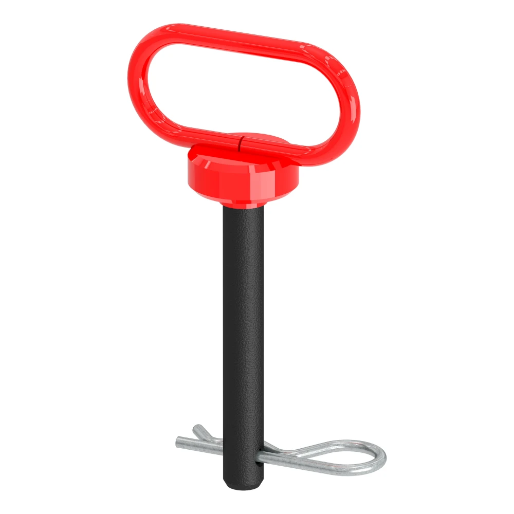 CURT 5/8-inch clevis pin with rubber-coated handle for hitch accessories.