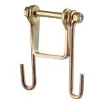 CURT safety chain hanger bracket clamped on a 2-inch hitch shank with steel hooks