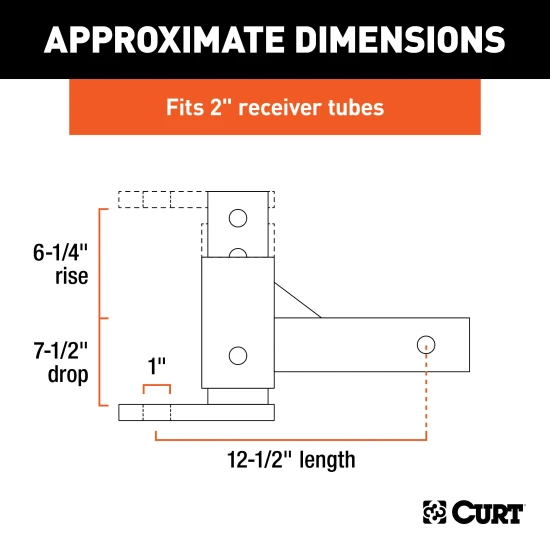 CURT adjustable ball mount with flexible height settings for trailers