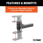 CURT adjustable ball mount with flexible height settings for trailers