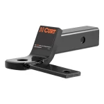 CURT ball mount with sway control tab for 2 inch hitch receivers, featuring gloss black powder coating.