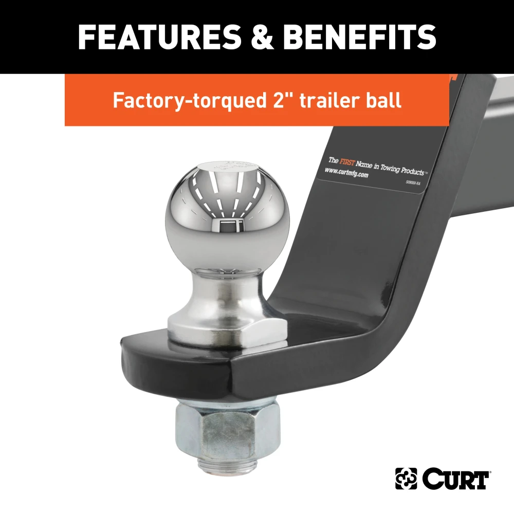 CURT loaded ball mount with 2 inch ball, 4 inch drop, and gloss black finish