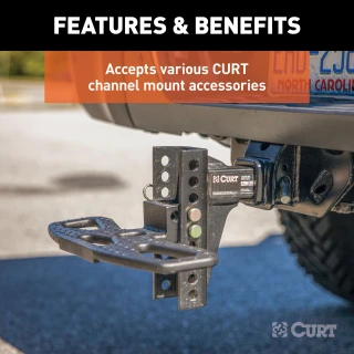 CURT adjustable channel-style dual ball mount with two ball sizes for versatile trailer towing.