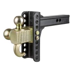 CURT adjustable ball mount with dual ball sizes and hook step for versatile towing